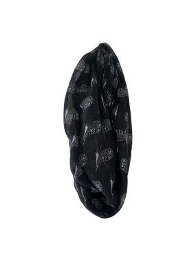 Copper Key Black White Owl Print Infinity Loop Scarf Lightweight Sheer One Size
